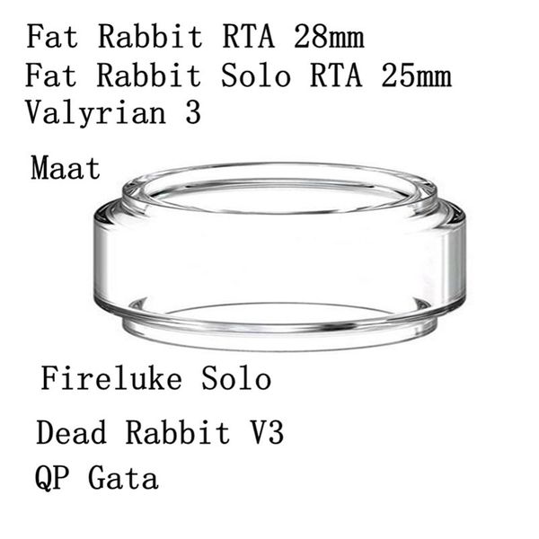 Ersatz-Pyrex-Glühbirne, fettes Glasrohr, passend für Hellvape Dead Rabbit V3 Voopoo Maat Freemax Fireluke Solo Gata Uwell Valyrian 3 Fat Rabbit Solo RTA 28 mm Blase DHL