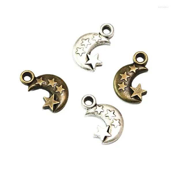 Charms 30 Stück antike versilberte Bronzefarbe Sterne Anhänger mit Mond Metallschmuck Handwerk DIY Zubehör finden