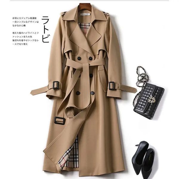 Mulheres Trench Coats Primavera Outono Mulheres Trincheira Sólida Inglaterra Estilo Manga Longa Elegante Escritório Senhora Casaco Turn Down Collar Roupas 231110