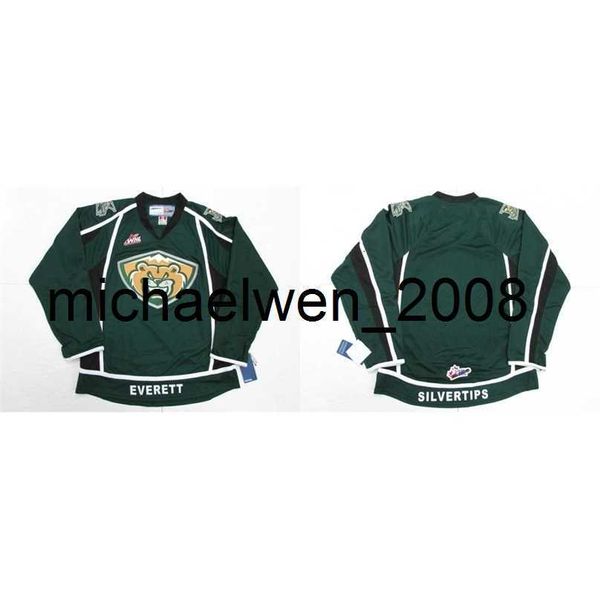 Weng Mens Womens Kids WHL Everett Silvertips 10 Anos Aniversário Bordado Personalizado Qualquer Nome Qualquer No. Vintage Ice Hockey Jerseys S-6XL Goalit