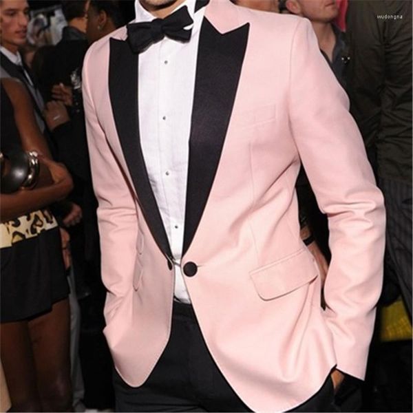 Ternos masculinos Men de casamento rosa 2023 Custome de moda Homme 2 peças (calça de jaqueta gravata borbole