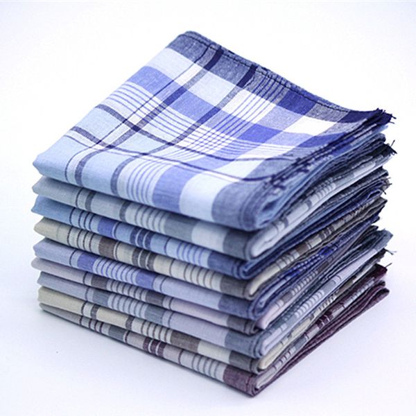 Fazzoletti 12Pcs Fazzoletto classico vintage a righe scozzesi Fazzoletto da taschino da uomo in cotone Business Casual Asciugamano Hankies Scarves22 230411