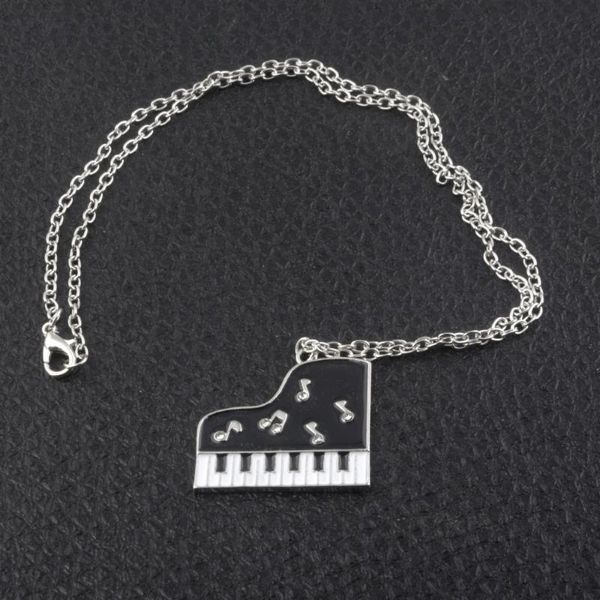 Подвесные ожерелья модные ювелирные украшения музыка пианино ожерелье черно -белые клавиши ноты хрустальные эмалевые подвески для женщин мужские аксессуары