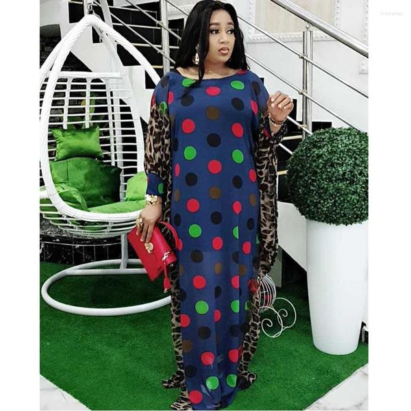 Abbigliamento etnico Abito africano per donna Stampa leopardata a pois Oversize Maxi Caftano marocchino Dubai Abaya Dashiki Caftano