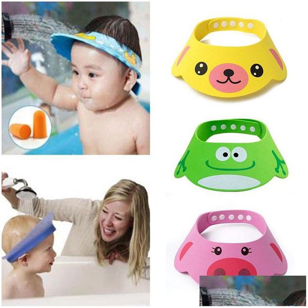Einweg-Duschkappen Neue Kinderbad-Visier-Hut-justierbare Baby-Kappe schützen Shampoo-Haar-Wasch-Schild für Kinder-Säuglings-wasserdichtes C Dh41B