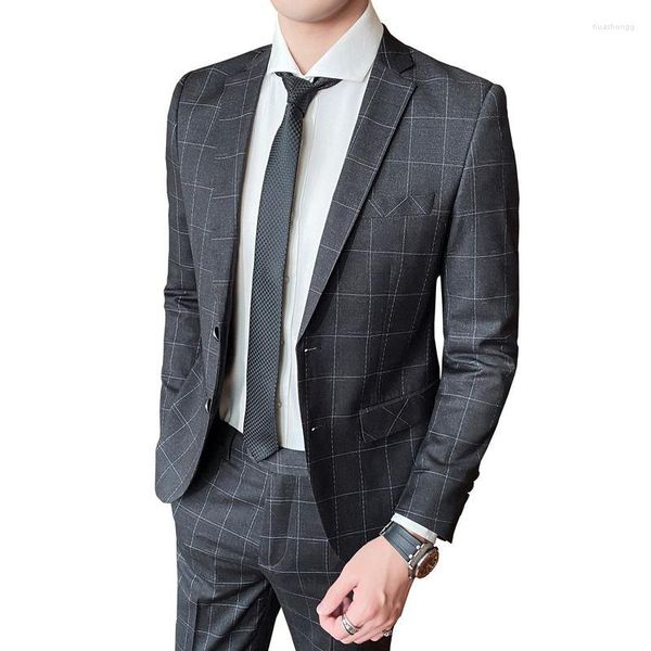 Мужские костюмы Бутик S-4XL (костюмы) мужская модная мода. Случайный джентльмен удобный британский стиль формальный декоральный клет