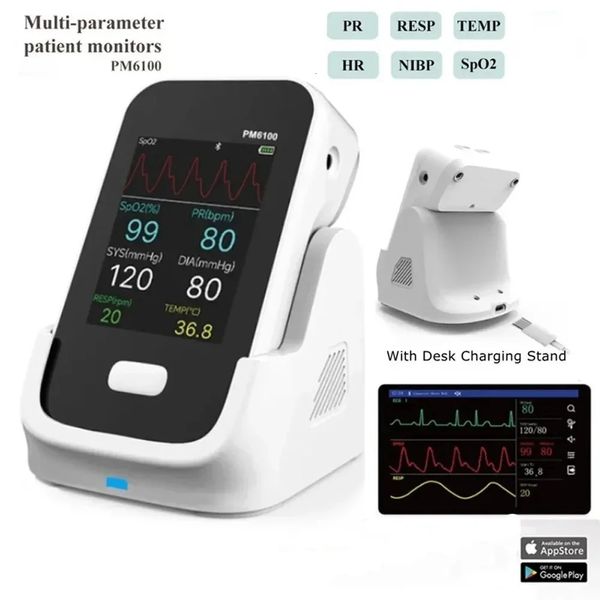 Andere Health Beauty-Artikel Handpatientenmonitor 6 Parameter Link PC oder Telefon EKG NI PR SpO2 TEMP Vitalparameter-Ausrüstung 231110