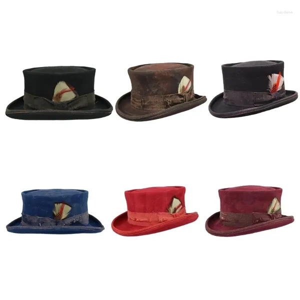 Berets Round Top Hat Vintage Distressed Color Cap Theme Party Costume Adult