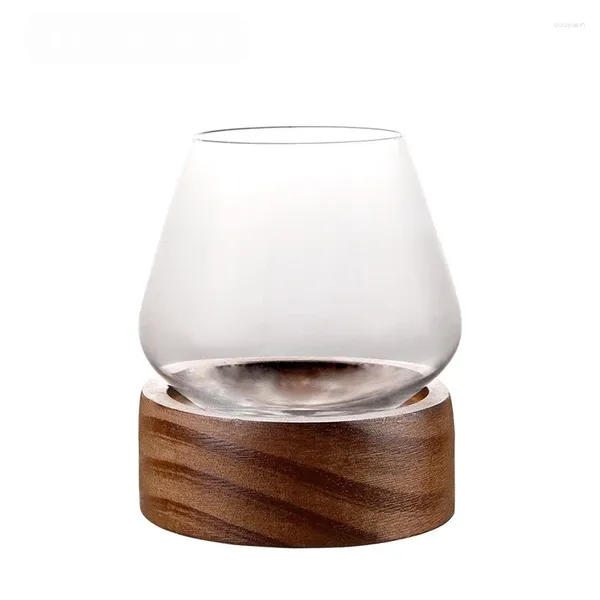 Weingläser 1 Stück Mode Home Drinkware Tumbler Whiskyglas mit Holzhalter für Likör Bourbon