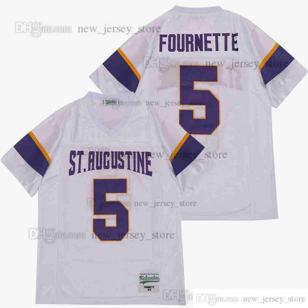 DIY Design Filme Retro LEONARD FOURNETTE #5 Camisas de HIGH SCHOOL Costuradas Personalizadas Camisa de Futebol Universitário