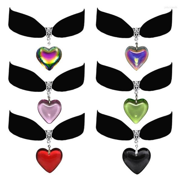 Colares pendentes 4xbf estilo coreano Black Velvet gargantilha boho mulheres amam coração minúsculo colar de cristal garotas jóias do presente