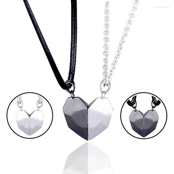 Collane con ciondolo 2023 Collana coppia magnetica ragazzo o ragazza Amanti Cuore Distanza Fascino sfaccettato Donna Regalo di San Valentino