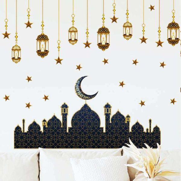 Itens de novidade Eid Mubarak Wall Stickers Background Ramadan Kareem decoração para adesivos de janela de casa Decal