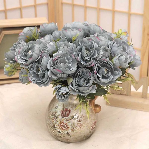 Decorazioni natalizie 2 pezzi vaso di fiori artificiali di peonia europea per la casa matrimonio bouquet da sposa rosa di seta fiore finto decorazione natalizia di Capodanno L231111