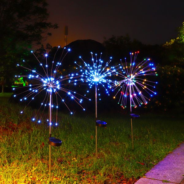 Wasserdichte LED-Solar-Feuerwerkslampe für den Außenbereich, bodenmontierte Löwenzahn-Weihnachtsdeko-Lichter, Neujahrsparty-Dekoration, hergestellt in China