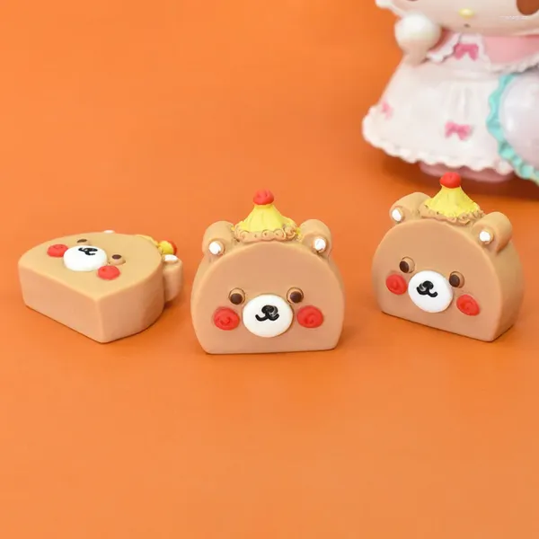 Figurine decorative 10 pezzi Cartoon Bear Cake Flatback Cabochon in resina Scrapbooking per la decorazione del telefono Gioielli fai da te Artigianato Casa delle bambole