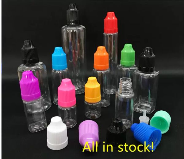 Garrafa de agulha de estimação 5 ml garrafa de conta -gotas de plástico limpa 5 ml e garrafa líquida para ejuice barato 13 cores