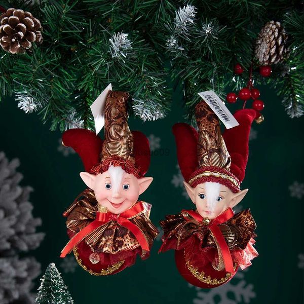 Noel Dekorasyonları Noel Ağacı Altın Kırmızı Elfler Angel Hanging Ball Süsleme Noel Yıl Parti Dekorl231111 için Figür