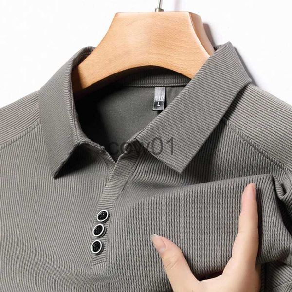 T-shirt da uomo Uomo di mezza età Autunno Colletto rovesciato Camicia POLO ampia taglie forti Camicia da lavoro a maniche lunghe di lusso Camicia da golf Abbigliamento uomo J231111