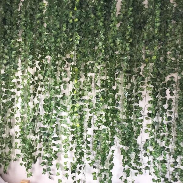 Flores decorativas 1pc 2,3m Ivy Artificial Leaf Garland Plants Vine Fake Folhagem Creeper Greath Greath para decoração de casamento em casa