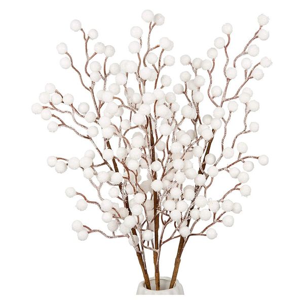 Decorações de Natal 1 pedaço de ramo seco de baga branca artificial para decoração de flores e casa DIY artesanato árvore de neve falsa 231110