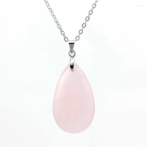 Pingente colares de cristal natural gota de água rosa quartzo ametista lágrima lapis lazuli pedra colar para mulheres meninas homens