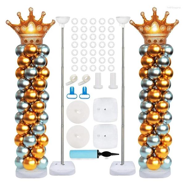 Decoração de festa de aço inoxidável pólo suporte balão coluna conjunto diy casamento arco torre pilar kit