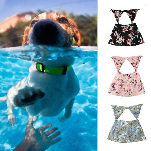 Abbigliamento per cani Costume da bagno per animali domestici Sling Stampa floreale Bikini senza maniche Vestito da spiaggia Costume da bagno per piscina Accessori per gatti Morbido Gato