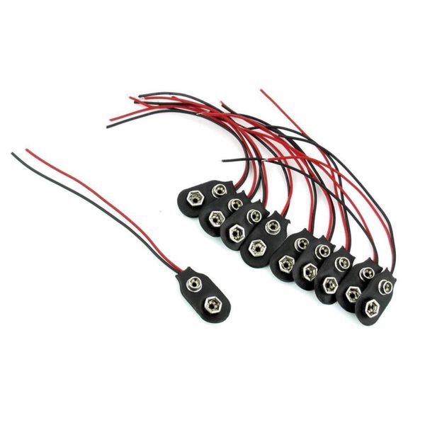 Freeshipping 500 Pcs Snap 9V (9 Volts) Bateria Clipe Conector I Tipo Preto w Cabo Itwbl