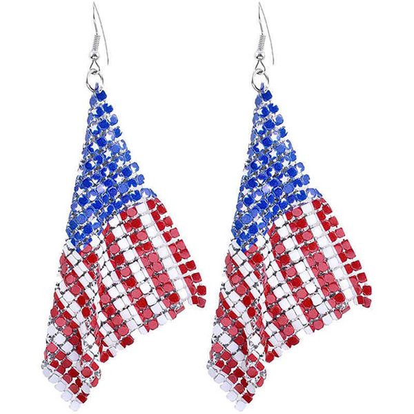 Dangle Chandelier Bandeira Americana Brincos para Mulheres Patriotic Independence Day 4th of July Drop Dangle Hook Brincos Moda Jóias Z0411