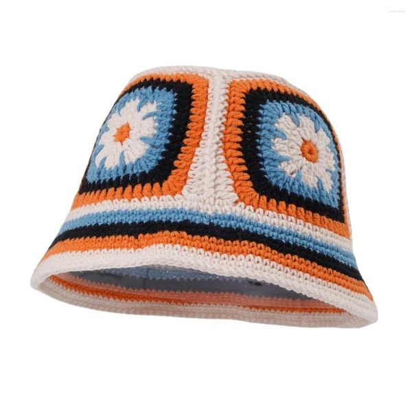 Bonés de bola feminino artesanal crochê balde chapéus moda verão praia coreano oco chapéu de malha