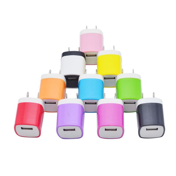 Быстрая зарядка 5V 1A Chargers Красочный домашний заглушка USB Adapter Power для Samsung S22 xiao iPhone 14 13 Mp3 GPS Adapter Phone Adapter Adapter Phone Adapter