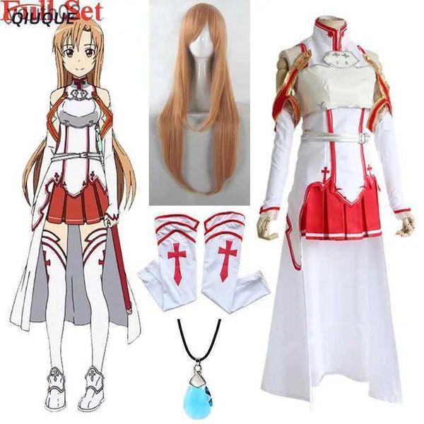 Costumes de anime Anime Sword Art Online Yuuki Asuna Cosplay Venha colar de peruca Mulheres uniformes vestido sao traje de batalha