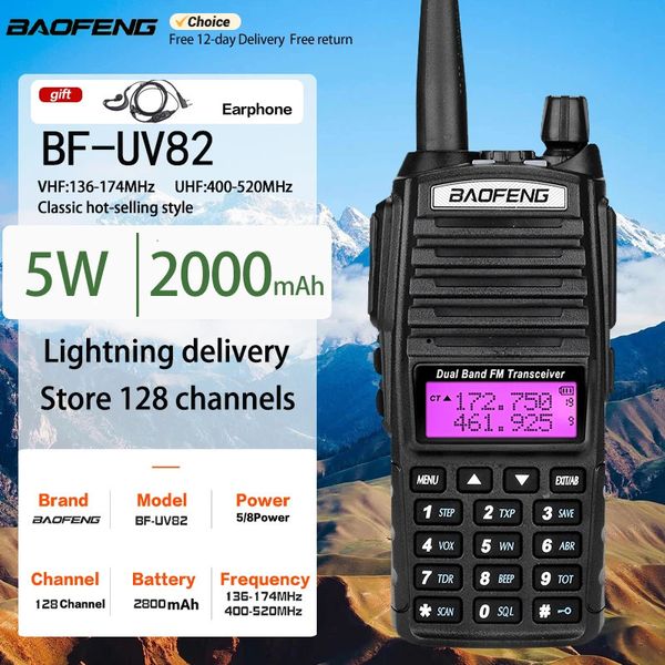 Другие спортивные товары Дополнительно 5 Вт 8 Вт Baofeng UV82 Рация 10 км uv5r Рация для охоты Радио uv 82 UV9R UV5R UV8HX UVXR 231110