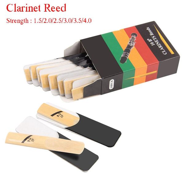 Reeds de clarinete de 10pcs Definir força de tom BB 1.5/2.0/2.5/3.0/3.5/4.0 Instrumento de vento acessórios de clarinete de palhetas