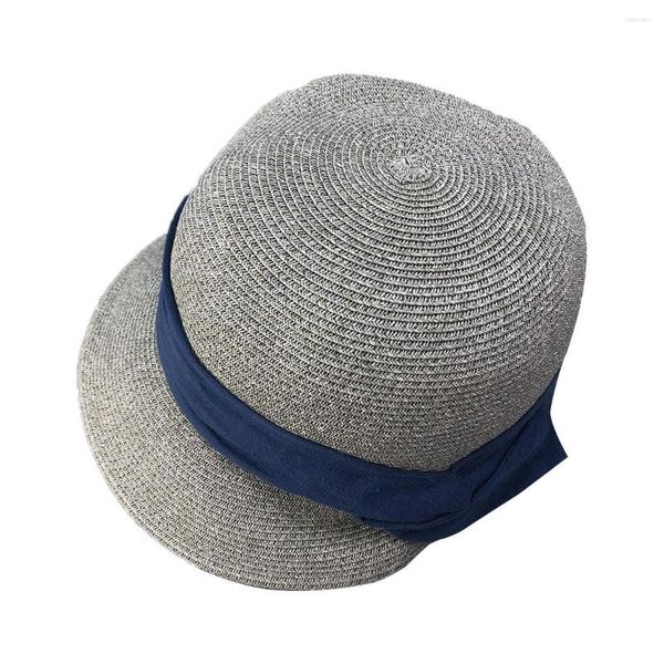 Geniş Memlu Şapkalar Yaz Saman Vizör Katlanabilir Kapaklar 55-58cm Kadınlar için Şeridi ile Güneş Koruma Plajı 2023 Şık Moda Bayanlar Yarım Cloche