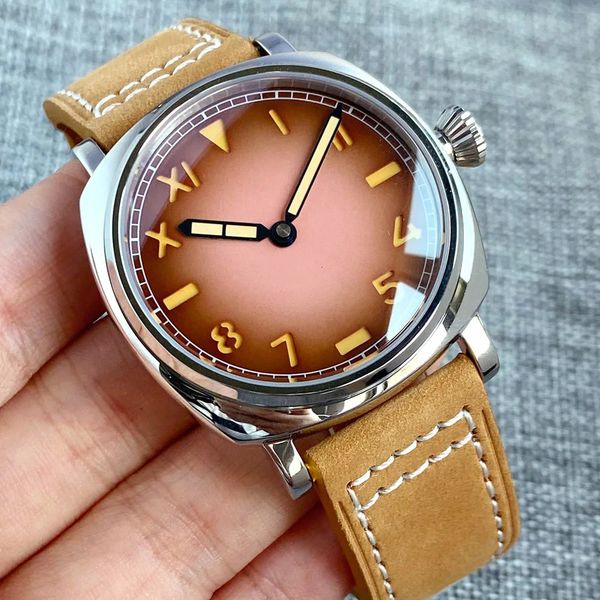 Relógios de pulso Vintage Califórnia Relógio Mecânico Homens S NH35 Movt 42mm Dive Aço Relógio de Pulso Sem Caso Polonês 2 Mãos AR Sapphire Vidro 231110