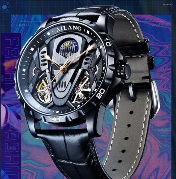 Armbanduhren Ai Wave Offizielle Marke Ausgehöhltes Doppeltourbillon Automatische Mechanische Uhr Herrenmode Trend