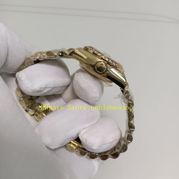 Real Po con scatola Orologi da donna Donna 26mm Oro giallo 18kt Quadrante argento Bracciale con castone con diamanti Asia Meccanico Lady Automatico W305w