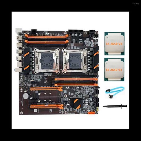 Placas -mãe x99 placa -mãe dupla cpu lga2011 suporta ddr4 ecc memória 2xe5 2650 v3 gordura térmica de cabo sata