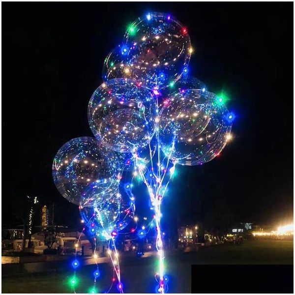 Decorazione per feste 20 pollici 36 pollici Palloncino luminoso a led Trasparente Bolla rotonda Palloncini per decorazioni di compleanno Regalo di Natale Drop De Dh3Aa