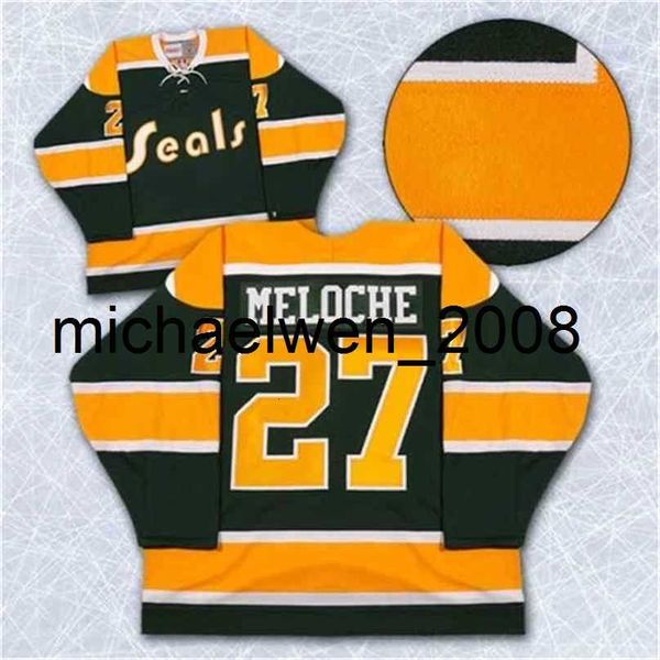 Weng California Golden Seals Jersey em branco 27 Gilles Meloche 22 Joey Johnston 7 Reggie Leach 8 Walt Mckechnie Jerseys Qualquer nome e qualquer número