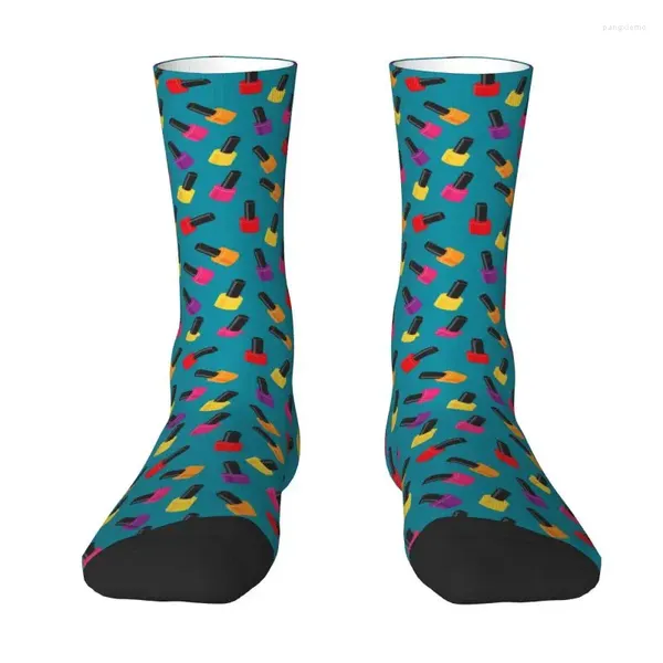 Herrensocken, lustig, für Herren, hübsche Nagellackflaschen, Kleid, Unisex, bequem, warm, 3D-Druck, Manikürist, Maniküre, Crew