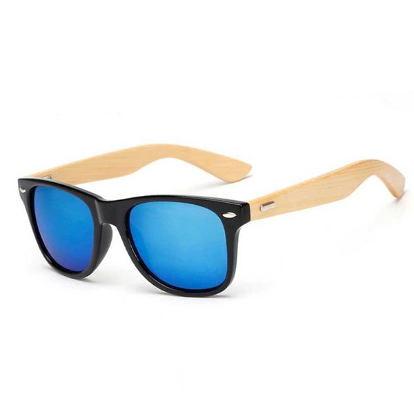 14 цветов, деревянные солнцезащитные очки для мужчин и женщин, квадратные бамбуковые зеркальные солнцезащитные очки в стиле ретро De Sol Masculino, ручная работа 230920