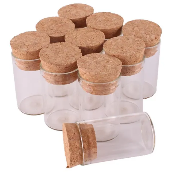 20pcs 10ml Cork Stopper Cam Baharat Şişeleri ile Küçük Test Tüpü Konteyner Kavanoz Flakonları DIY Craft Boyutu 24 40mm Toptan