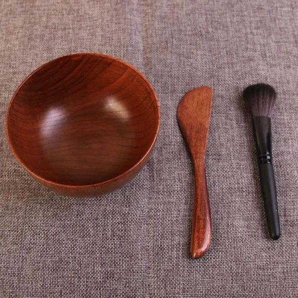 Make-up-Pinsel-Set mit 3 DIY-Hölzern, Tonmaske, Rührschüssel, Silikon, weich und biegsam