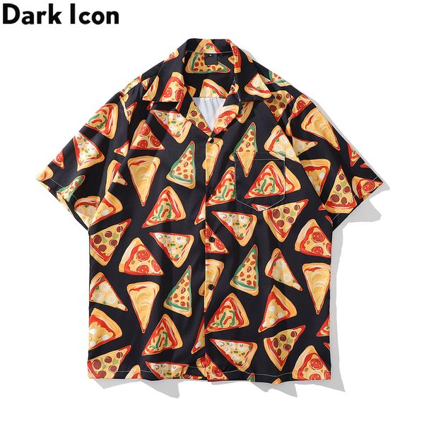 Мужские повседневные рубашки Pizza Full Print Hawaiian рубашка мужская летняя куба ворота винтажная мужская рубашка 230410
