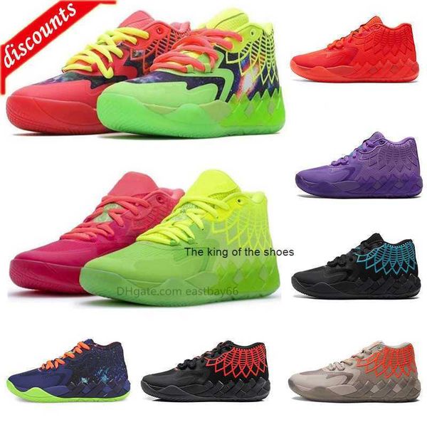 2023MB.01 shoesArrival New BIG EUR 48 Mens Lamelo Ball MB 01 Scarpe da basket Rick And Morty Rosso Verde Galaxy Viola Blu Grigio Nero Queen Buzz City Melo