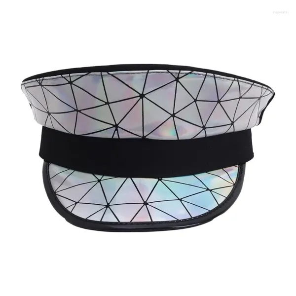 Berets Männer Frauen Silber Farbe Navy Hut Künstler Militär Casual Kapitän Erwachsene Unisex Kappe PU Für Karneval