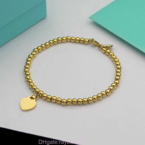 Дизайнерский браслет с золотым сердцем 10 мм, женский браслет из нержавеющей стали, 4 мм, браслеты из бисера, подарки для подруги, аксессуары, розовый, красный, зеленый, синий, оптовая продажа